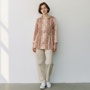 LYSSE Snake Print Long Jacket in Python Orange Size XL — NWT